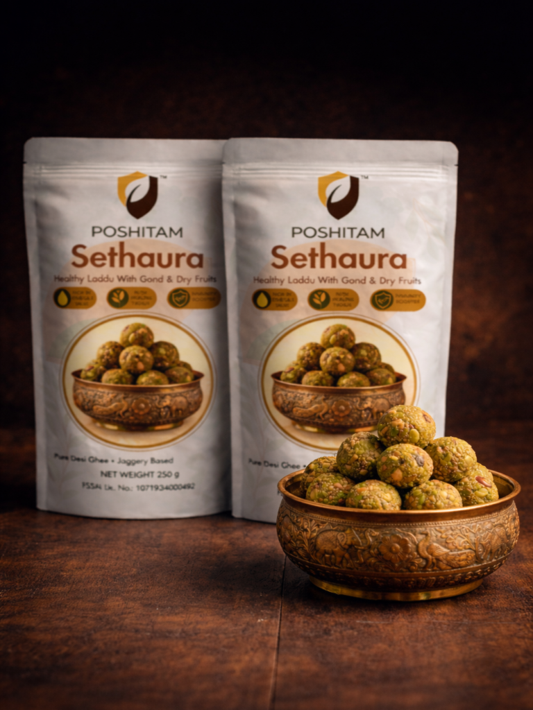 Home Poshitam Sethaura Packet - Healthy Gond Laddu with Dry Fruits & Jaggery - 250g Immunity Booster