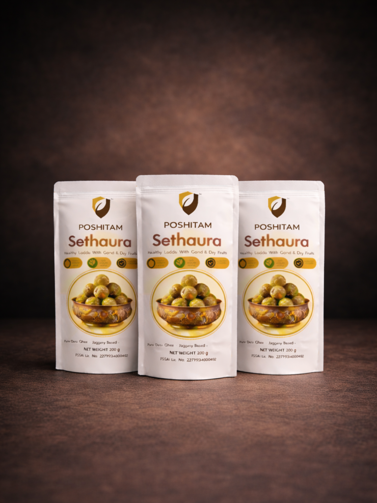 Home Poshitam Sethaura Packet - Healthy Gond Laddu with Dry Fruits & Jaggery - 250g Immunity Booster
